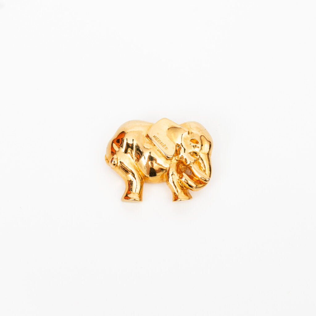 Hermès Brosche Elephant Vergoldetes Metall Gold