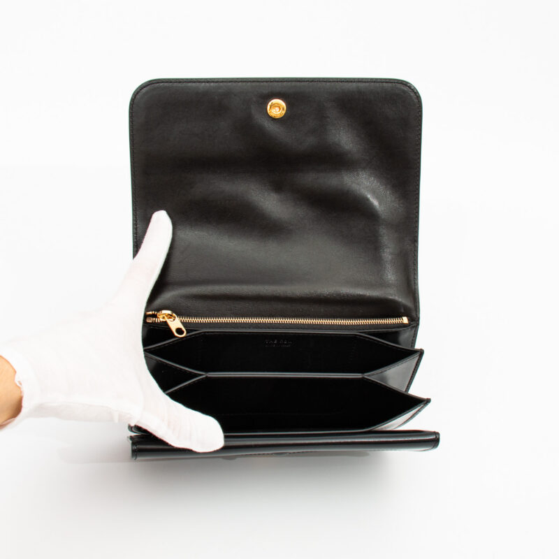 The Row Wallet Organizer Clutch in Boxcalf Leder Schwarz – Bild 4
