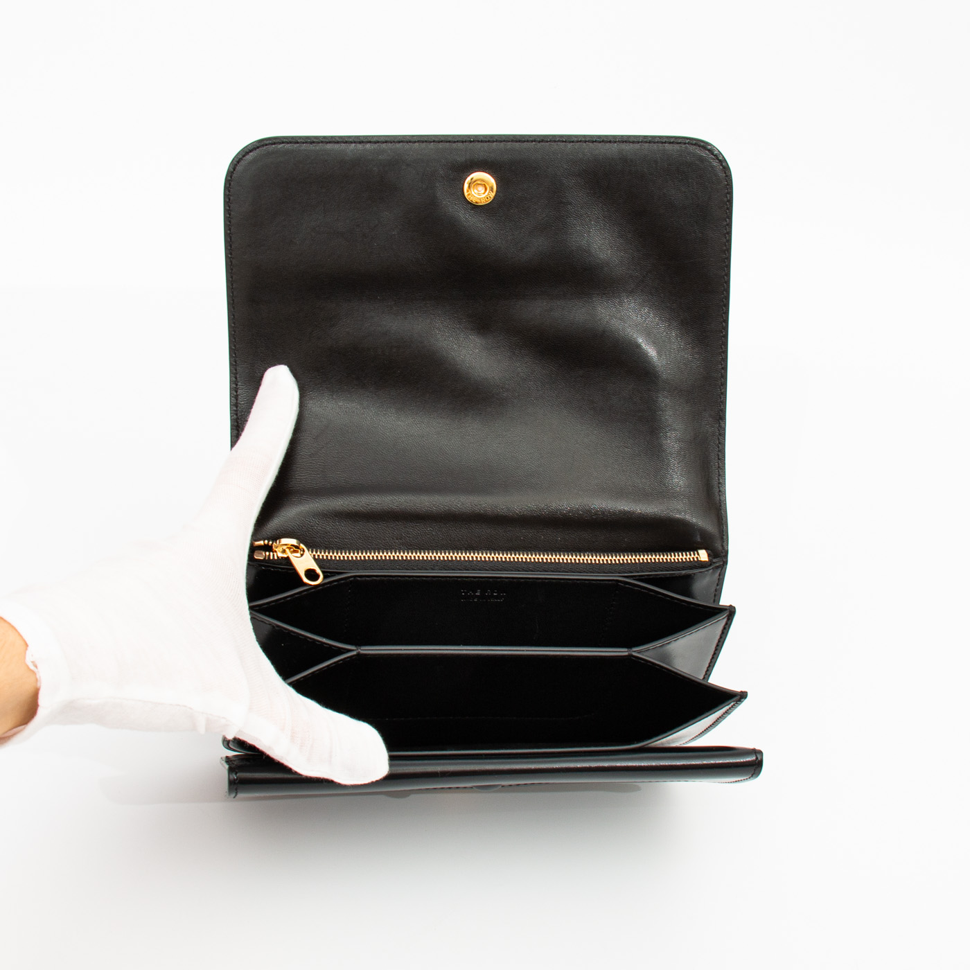 The Row Wallet Organizer Clutch in Boxcalf Leder Schwarz – Bild 4