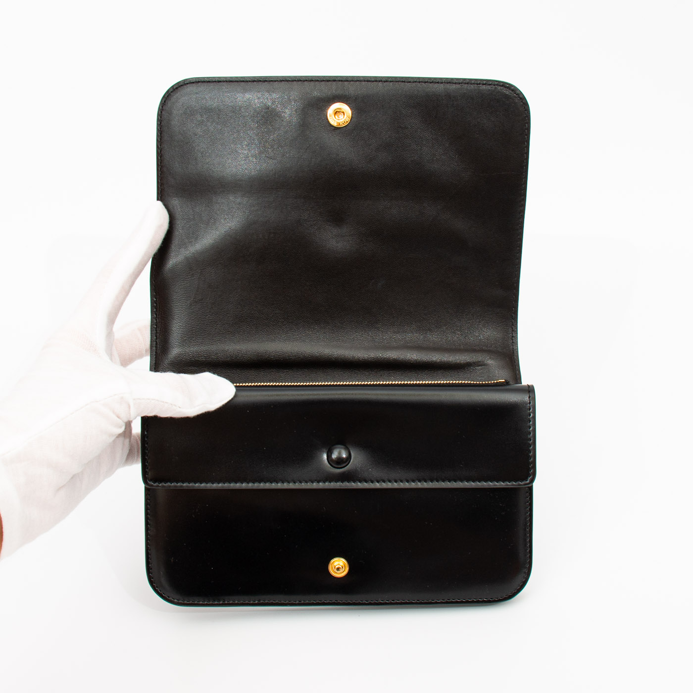 The Row Wallet Organizer Clutch in Boxcalf Leder Schwarz – Bild 6