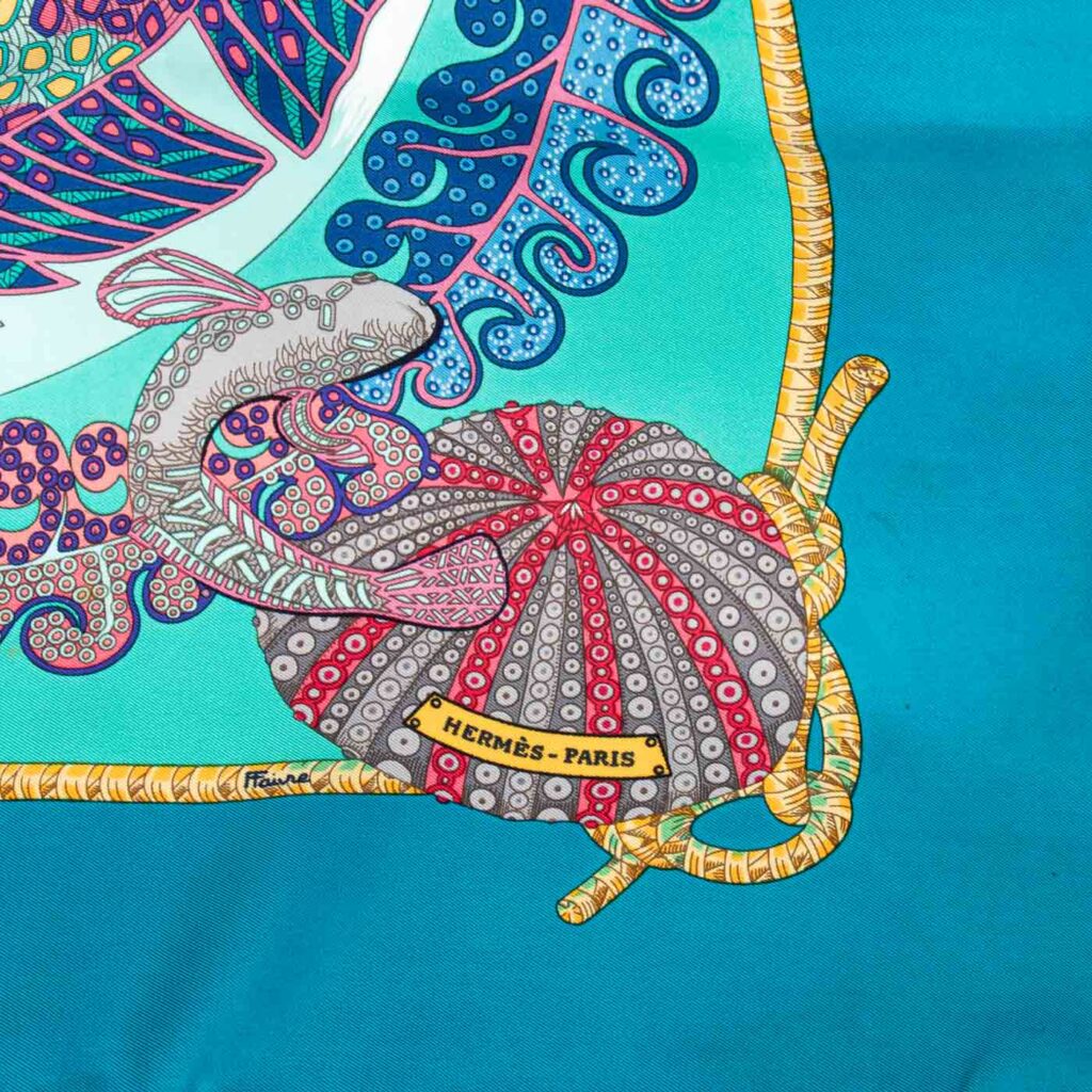 Hermès Scarf Silk Carré 90 Grands Fund Blue