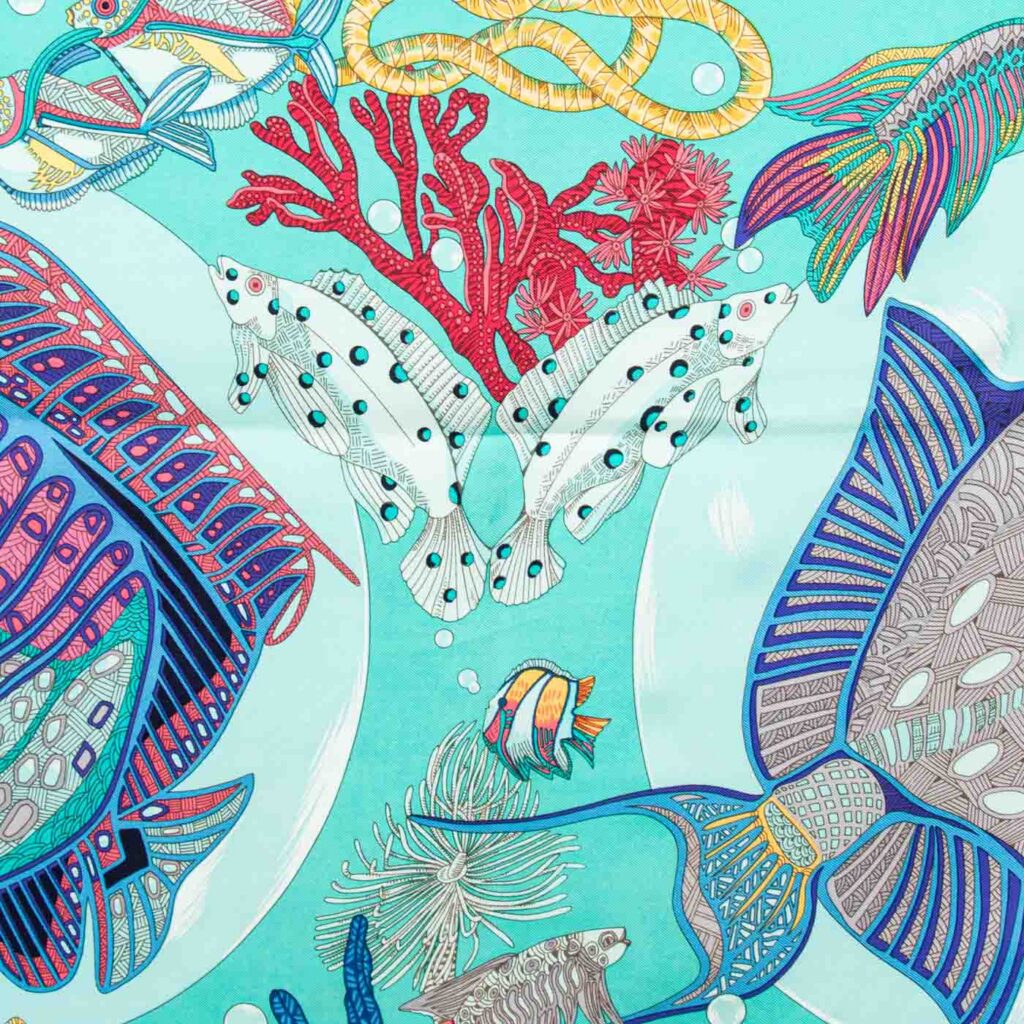 Hermès Scarf Silk Carré 90 Grands Fund Blue