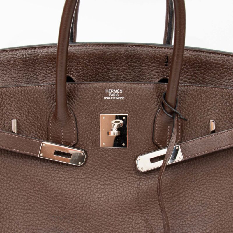 Hermès Birkin 35 Togo Leder Braun mit Palladium Hardware – Bild 10