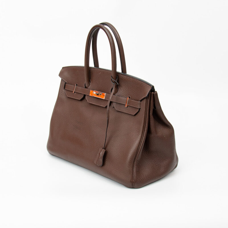 Hermès Birkin 35 Togo Leder Braun mit Palladium Hardware – Bild 3