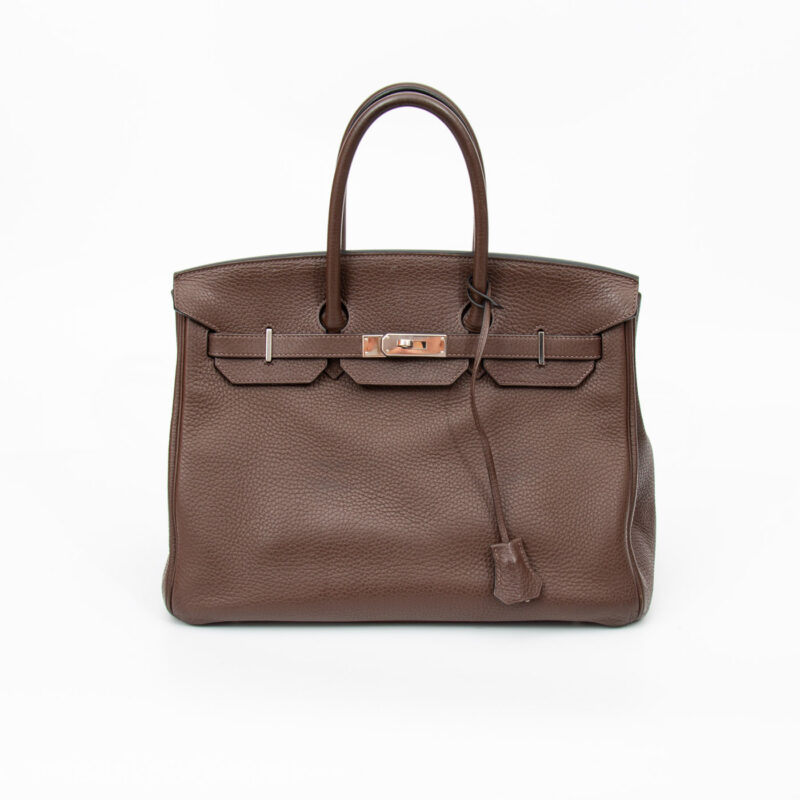Hermès Birkin 35 Togo Leder Braun mit Palladium Hardware – Bild 6