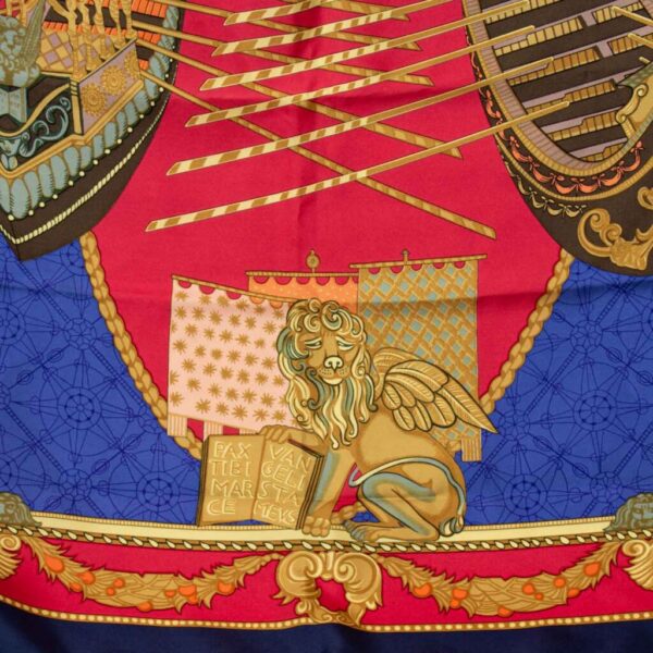Hermès Silk Square Carré 90 Les Bissone De Venise Rouge