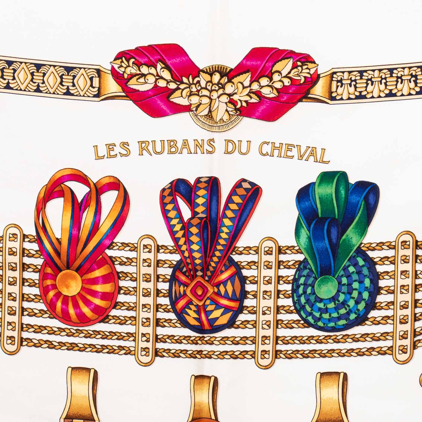 Carré en soie Hermès Carré 90 Les Rubans Du Cheval Ivoire - Image 2