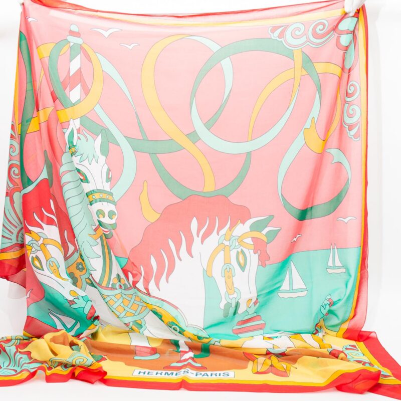 Pañuelo Hermès Pareo de algodón rojo – imagen 1