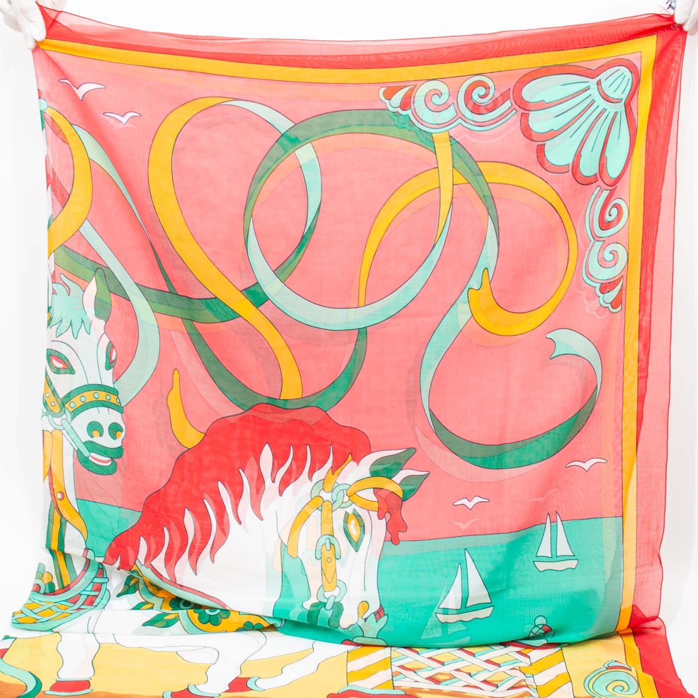 Pañuelo Hermès Pareo de algodón rojo – imagen 3