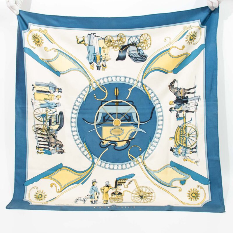 Hermès silk scarf Carré 90 Carrossier Blue – Image 1