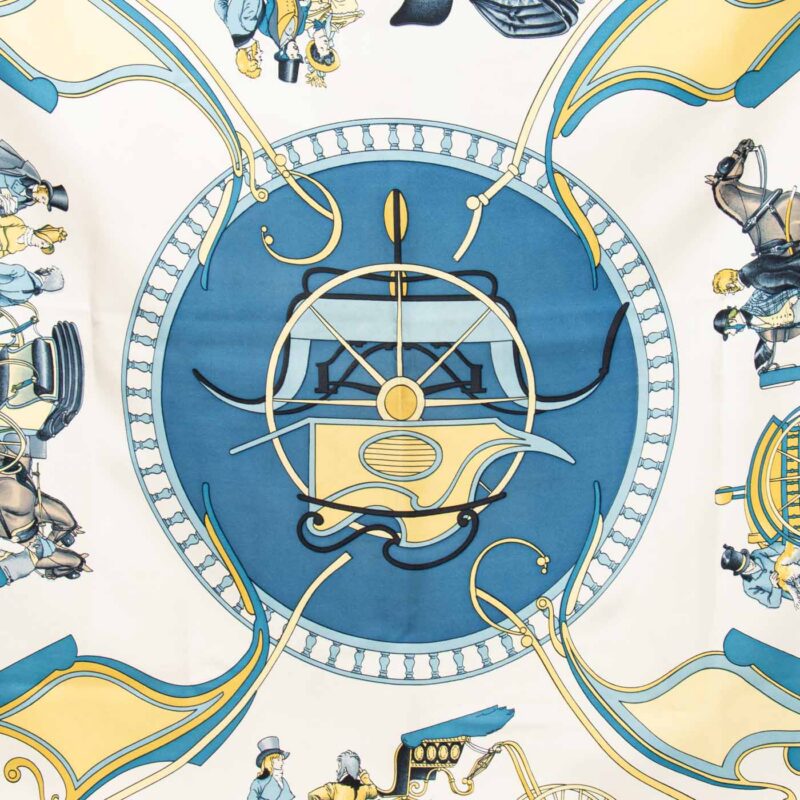 Hermès silk scarf Carré 90 Carrossier Blue – Image 2