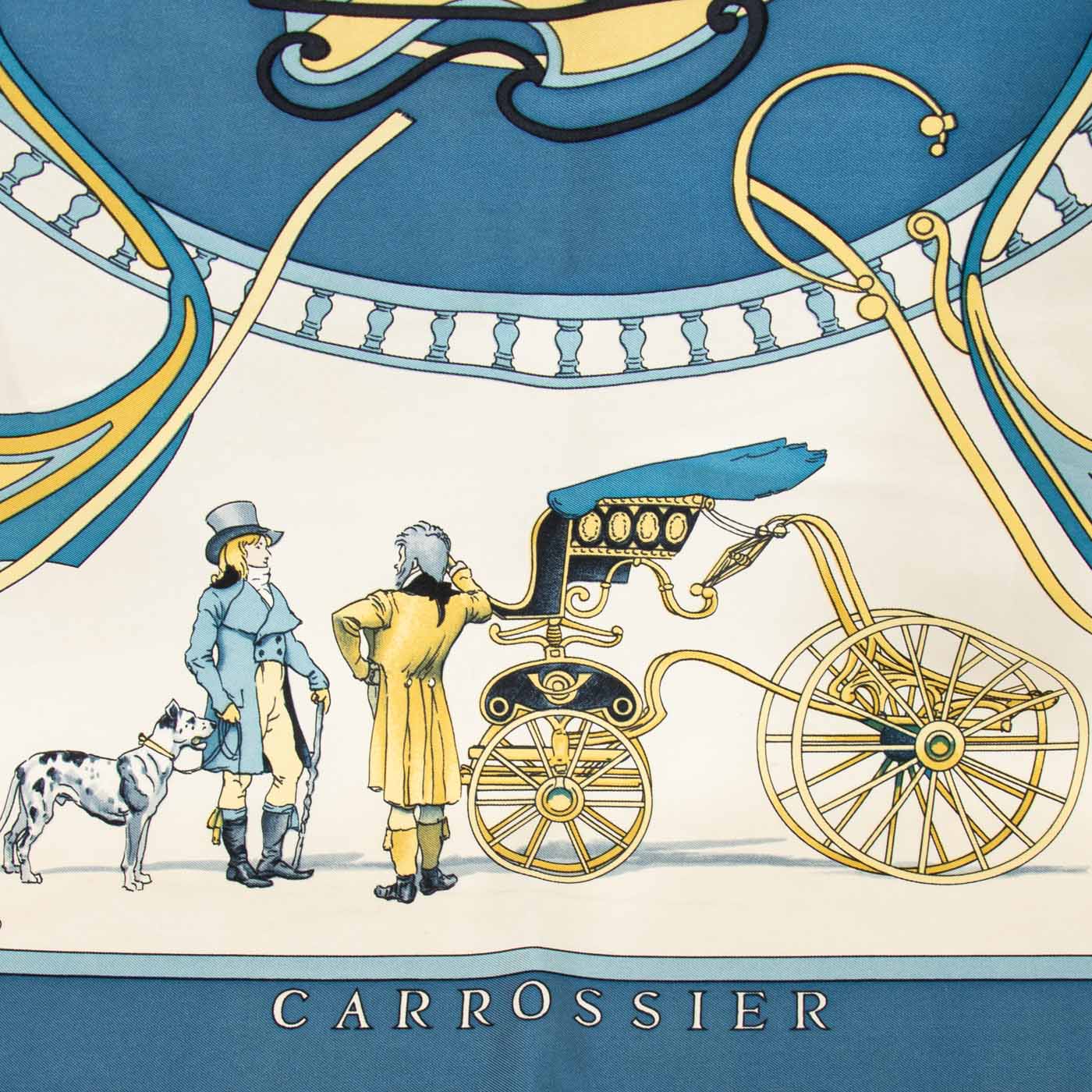 Hermès silk scarf Carré 90 Carrossier Blue – Image 3