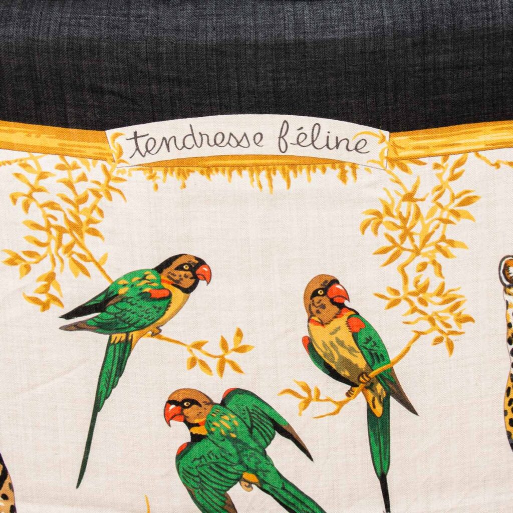 Hermès scarf Carré Géant Tendresse Feline Cashmere and Silk Multicolor