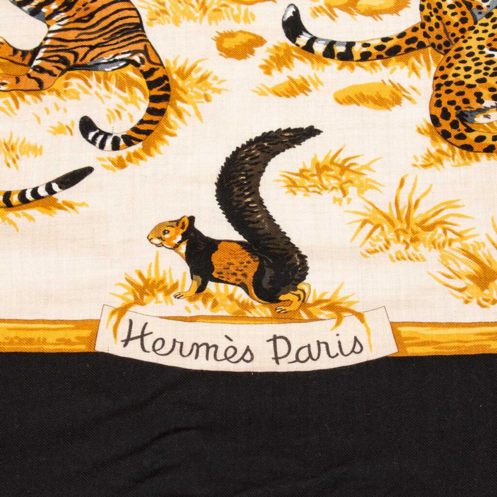 Hermès scarf Carré Géant Tendresse Feline Cashmere and Silk Multicolor