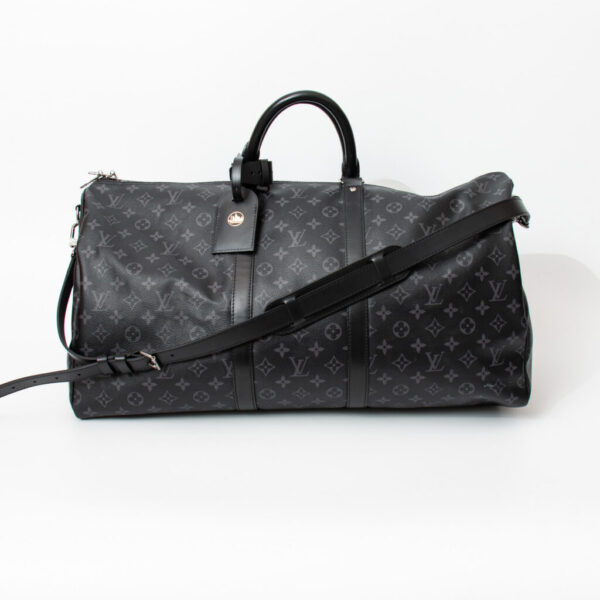 Louis Vuitton Keepall 55 Bandoulière Monogram Eclipse Canvas Grau