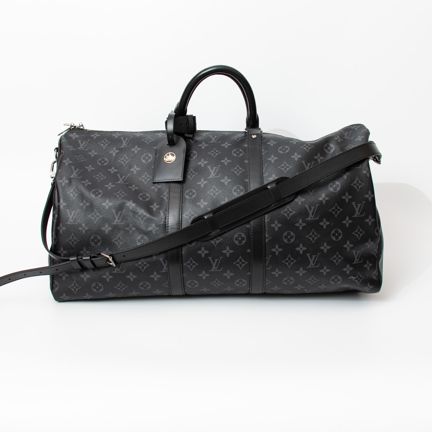Louis Vuitton Keepall 55 Bandoulière Monogram Eclipse Canvas Grau