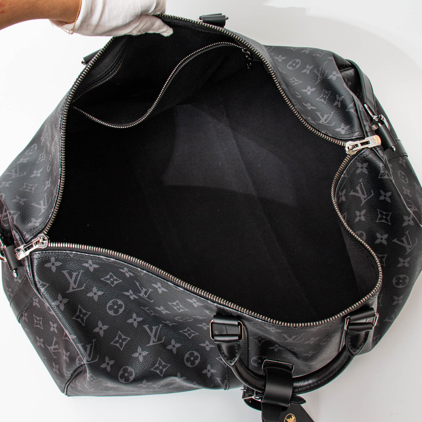 Louis Vuitton Keepall 55 Bandoulière Monogram Eclipse Canvas Grau – Bild 8