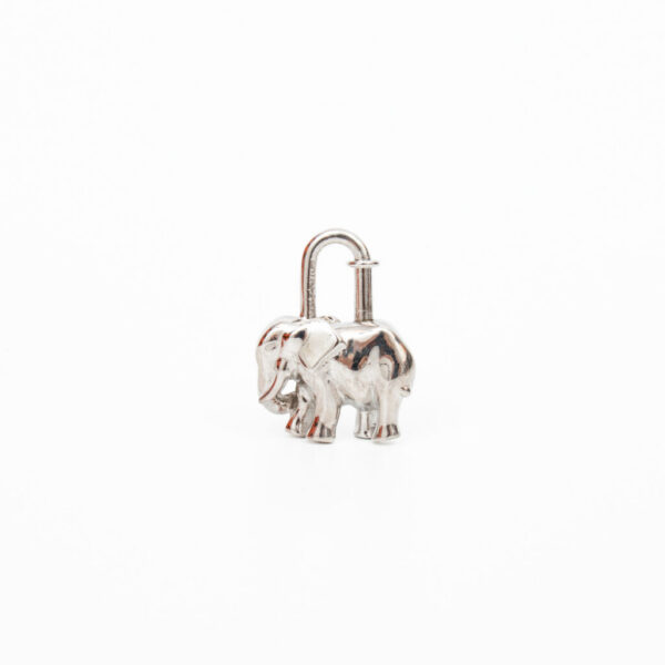 Breloque Hermès Cadena Lock Éléphant en métal argenté