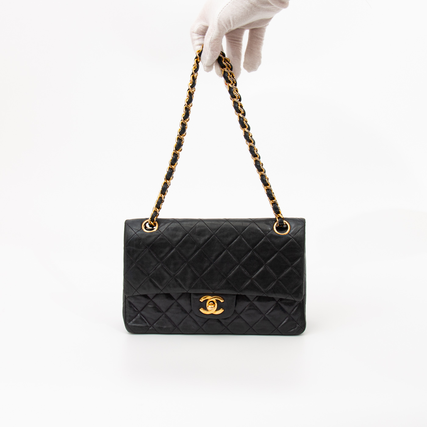 Chanel Tasche Timeless Double Flap Schwarz Mit Goldener Hardware