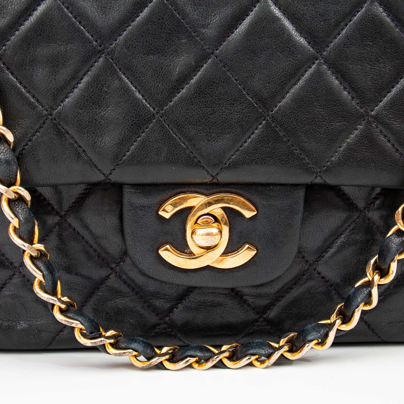 Chanel Tasche Timeless Double Flap Schwarz Mit Goldener Hardware – Bild 7
