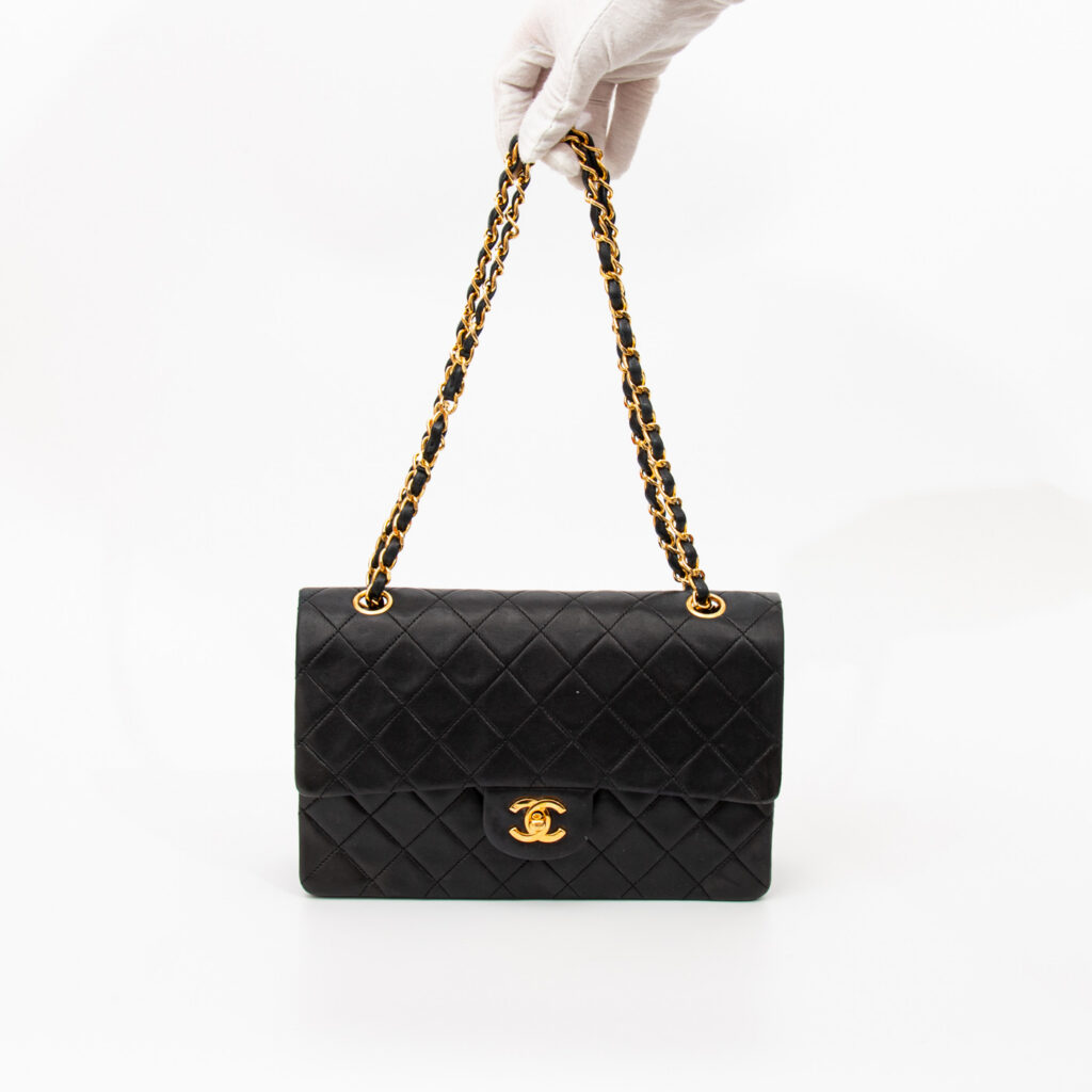 Chanel Tasche Timeless Double Flap Medium Tasche Schwarz 1986–1988 0948586