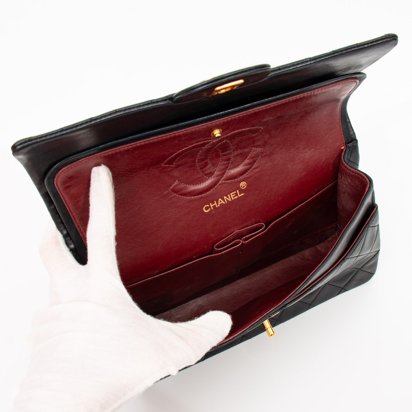 Chanel Tasche Timeless Double Flap Medium Tasche Schwarz 1986–1988 0948586 – Bild 10