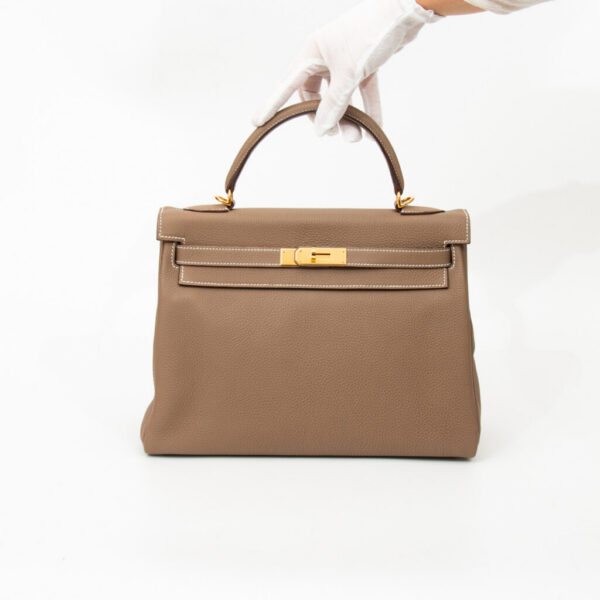 Hermès Kelly 32 Retourné Togo Leather Etoupe Herrajes dorados