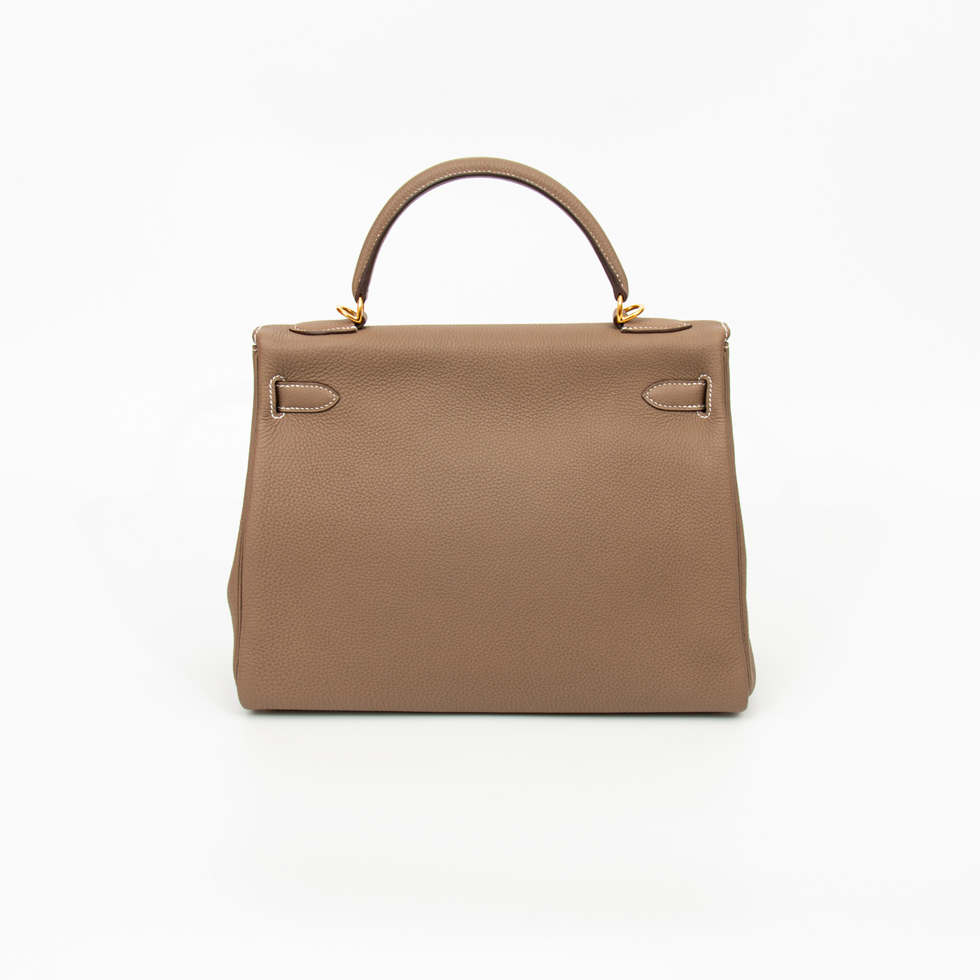 Hermès Kelly 32 Retourné Togo Leder Etoupe Goldene Hardware – Bild 14