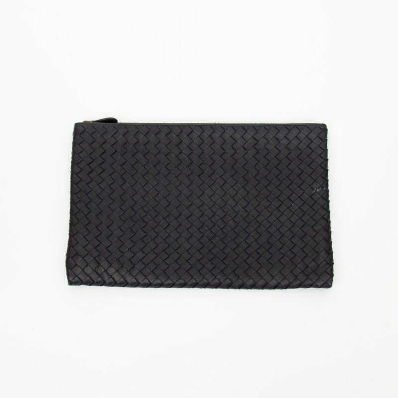 Bottega Veneta Intrecciato Clutch in Leder Schwarz – Bild 1