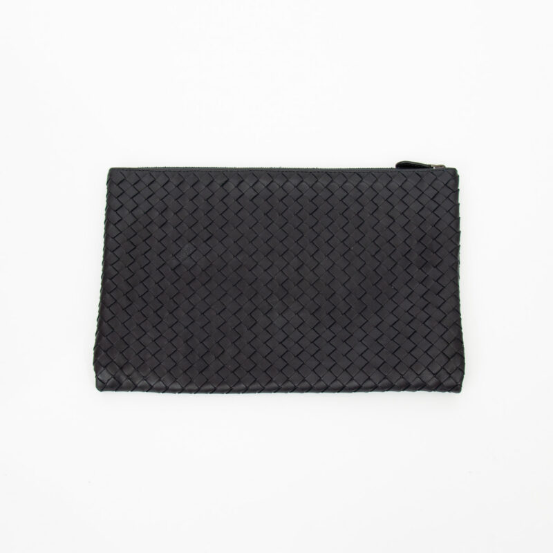 Bottega Veneta Intrecciato Clutch in Leder Schwarz – Bild 2