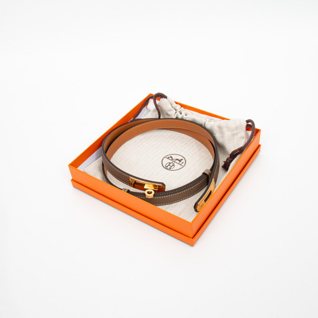 Cinturón Hermès Kelly de piel color Etoupe