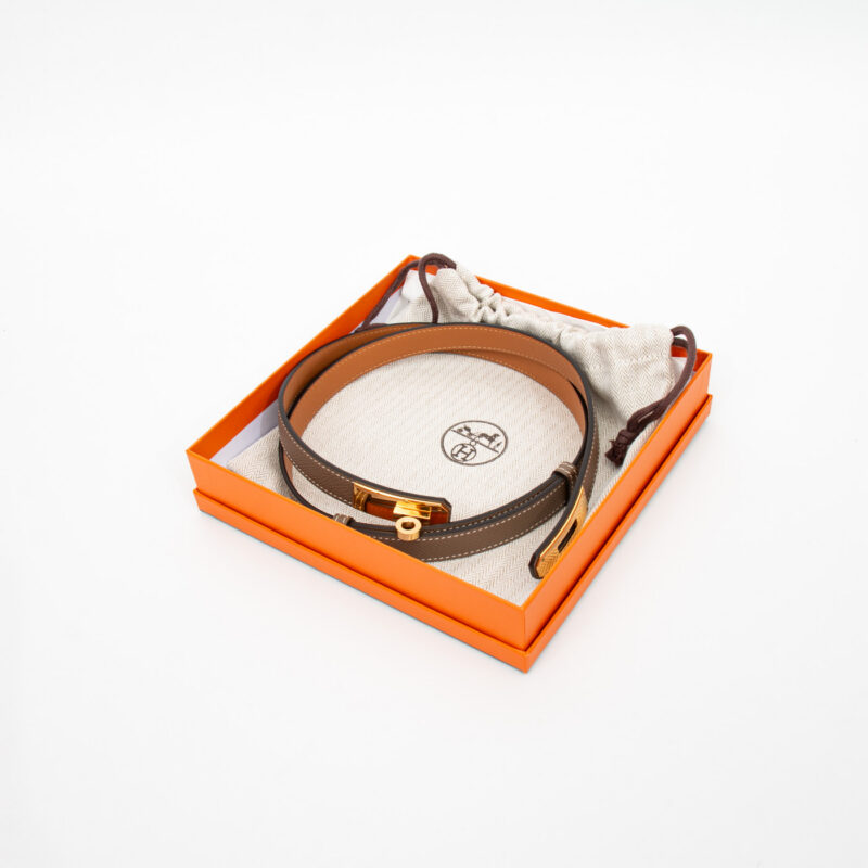 Cinturón Hermès Kelly de piel color Etoupe – Imagen 1