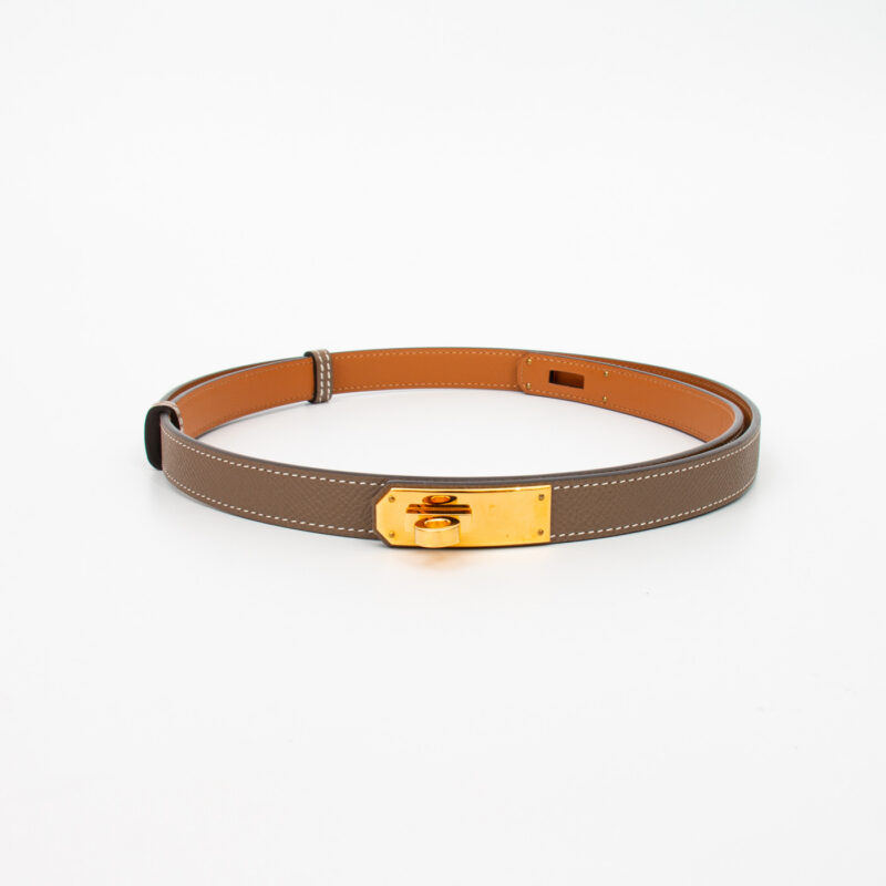 Cinturón Hermès Kelly de piel color Etoupe – Imagen 2