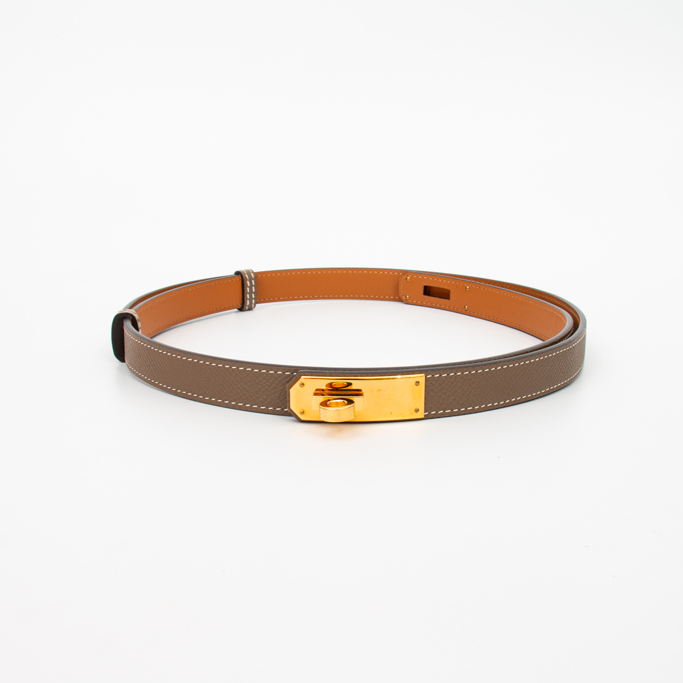 Cinturón Hermès Kelly de piel color Etoupe – Imagen 2