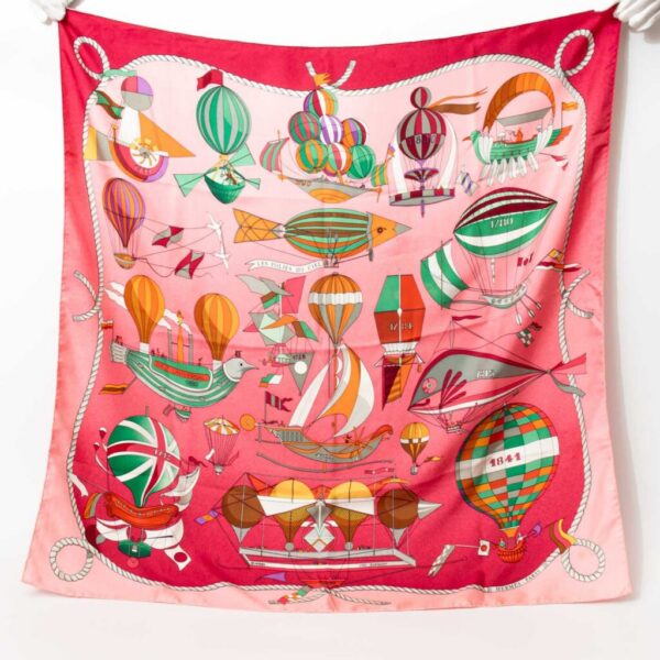 Hermès Carré Scarf Silk 90 Les Folies Du Ciel Rose
