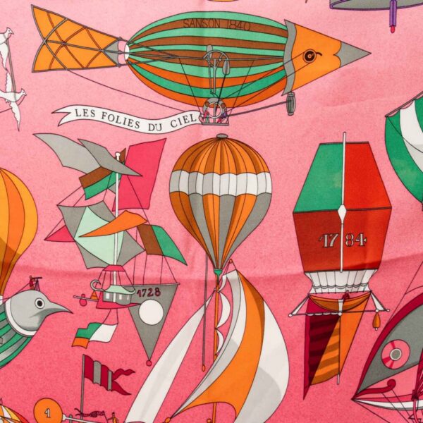 Hermès Carré Scarf Silk 90 Les Folies Du Ciel Rose