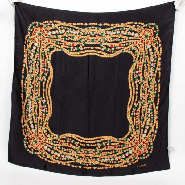 Foulard en soie Chanel Gripoix noir
