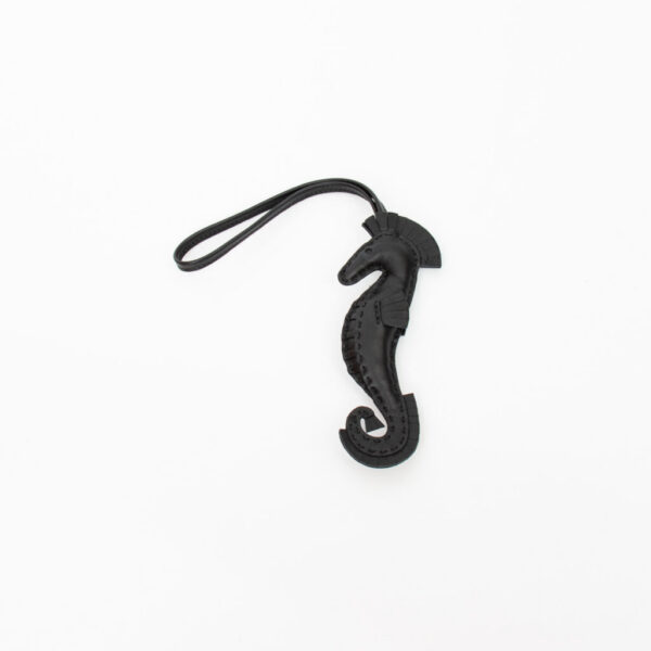 Hermès Charm Hippocampe Agneau Milo Cuir Noir
