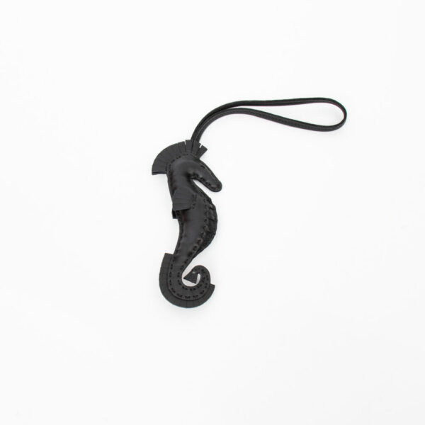 Hermès Charm Hippocampe Agneau Milo Cuir Noir