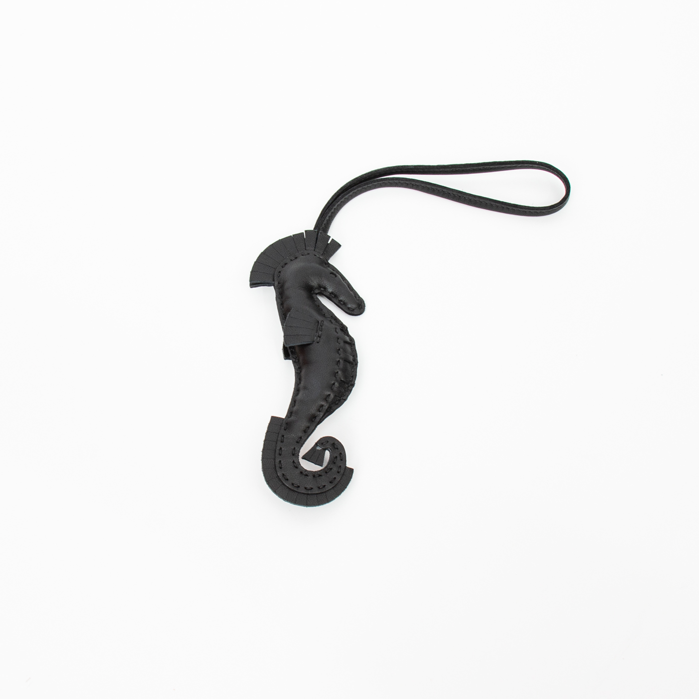 Breloque Hippocampe Hermès en cuir Agneau Milo noir – Image 2