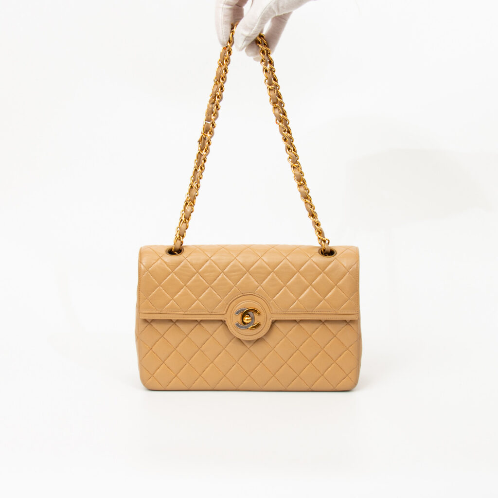 Chanel Tasche Timeless Lambskin Double Flap Beige 1994–1996 3047123