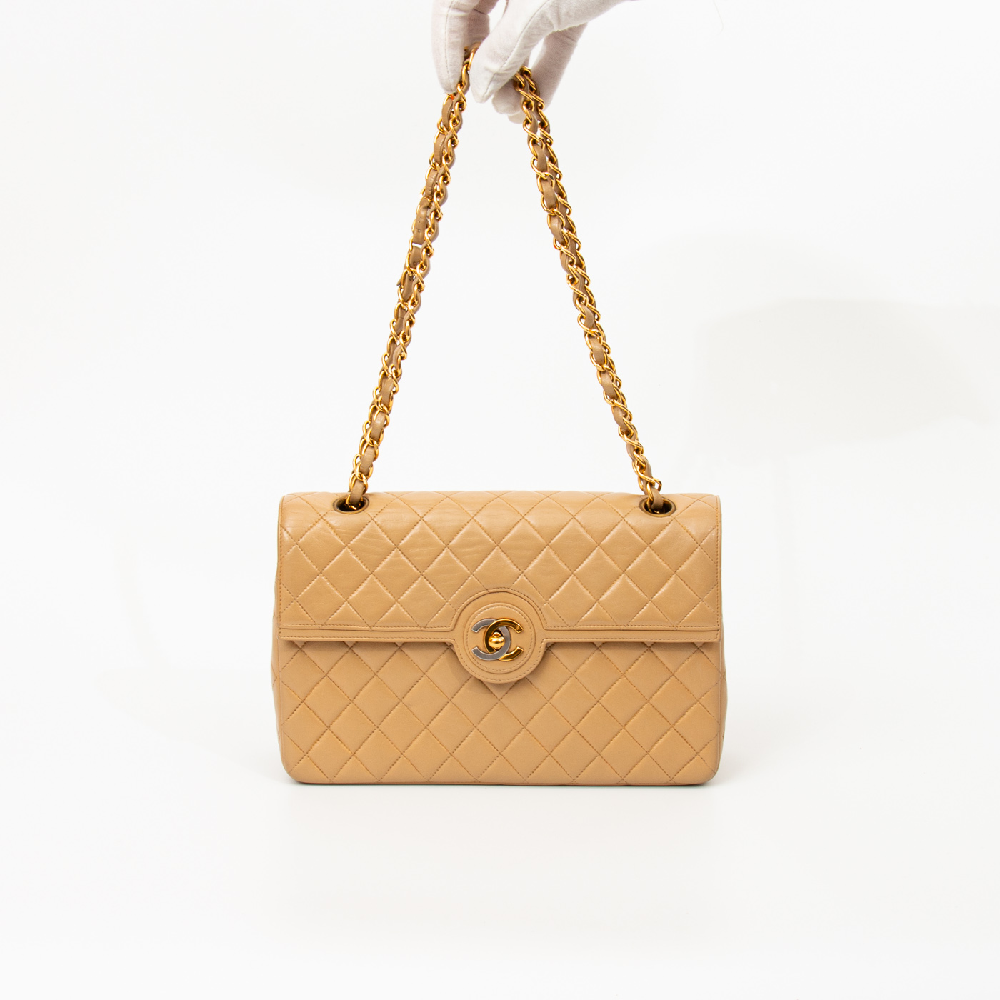 Chanel Tasche Timeless Lambskin Double Flap Beige 1994–1996 3047123