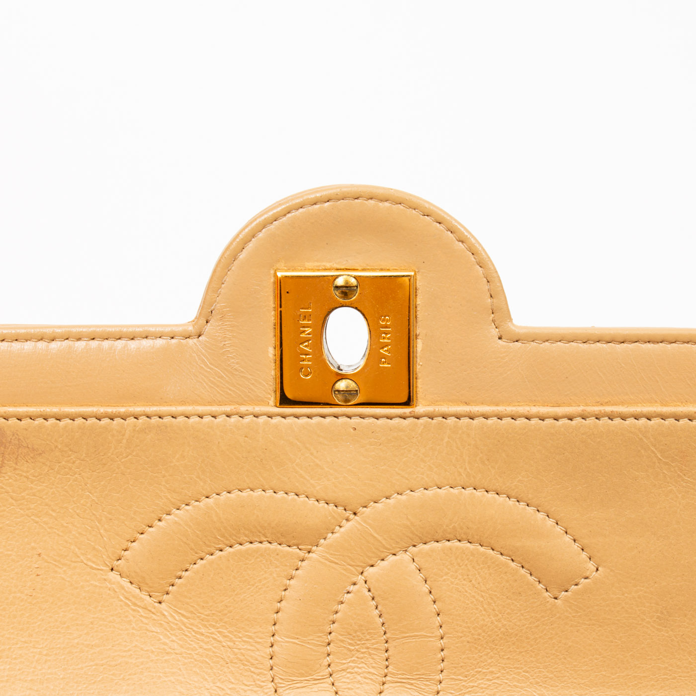 Chanel Tasche Timeless Lambskin Double Flap Beige 1994–1996 3047123 – Bild 10