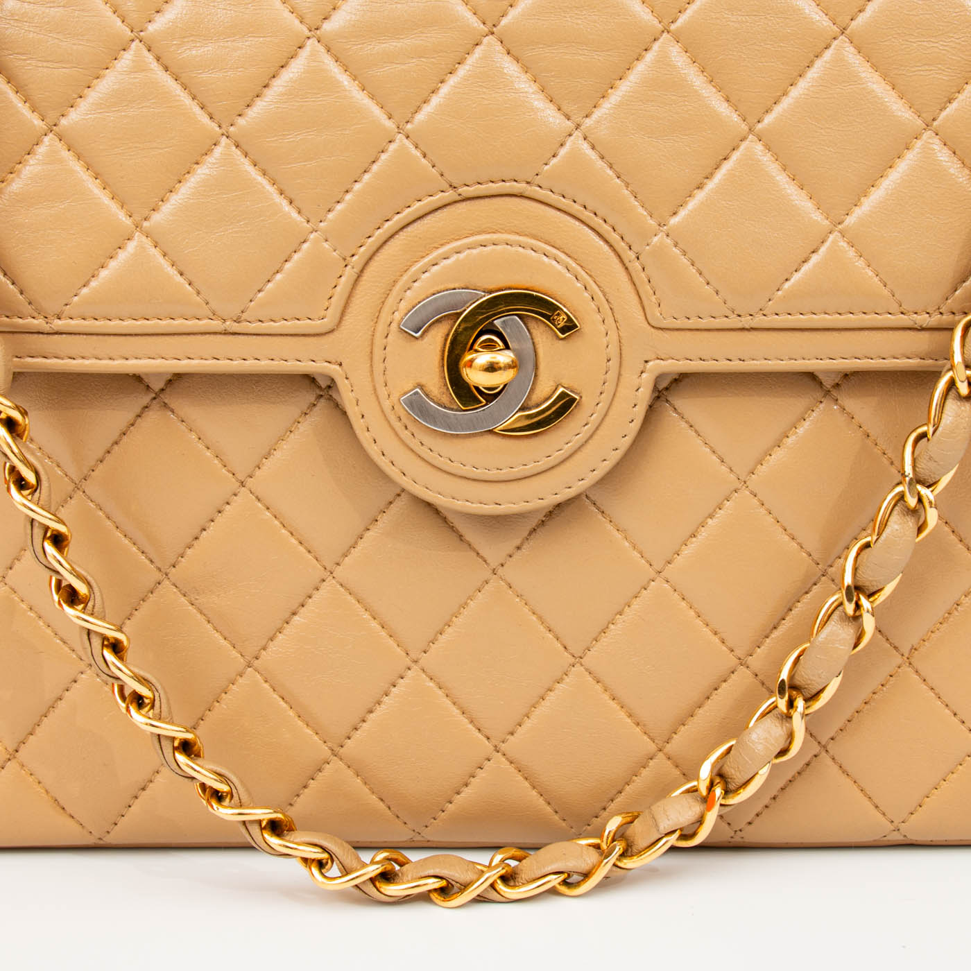 Chanel Tasche Timeless Lambskin Double Flap Beige 1994–1996 3047123 – Bild 7