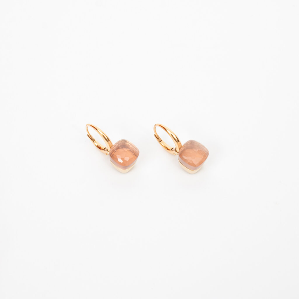 Pomellato Nudo Classic Petit Ohrringe Gold mit Rosennquarz