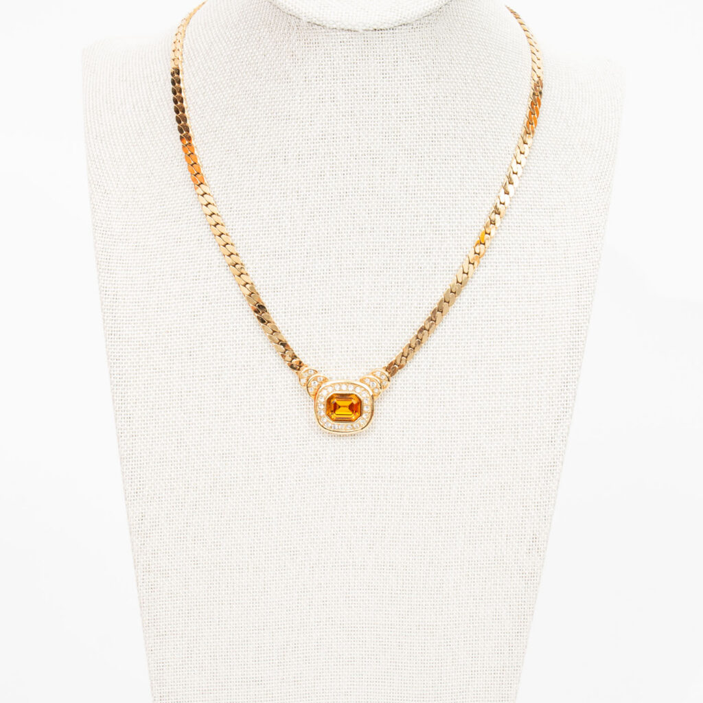 Dior Collier Vintage Halskette mit gelbem Stein