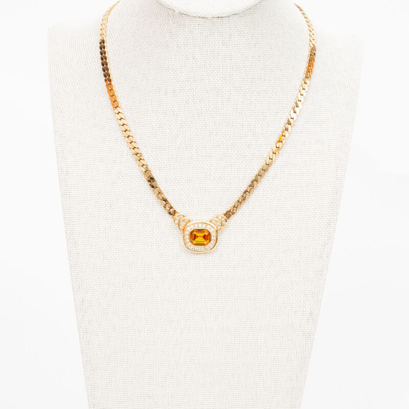 Dior Vintage Necklace with Yellow Stone – Image 1