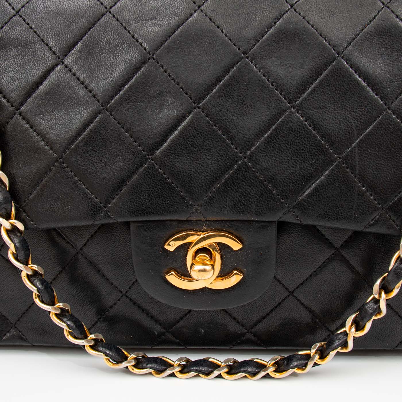 Chanel Tasche Timeless Lammleder Double Flap Schwarz 1986–1988 0451964 – Bild 7