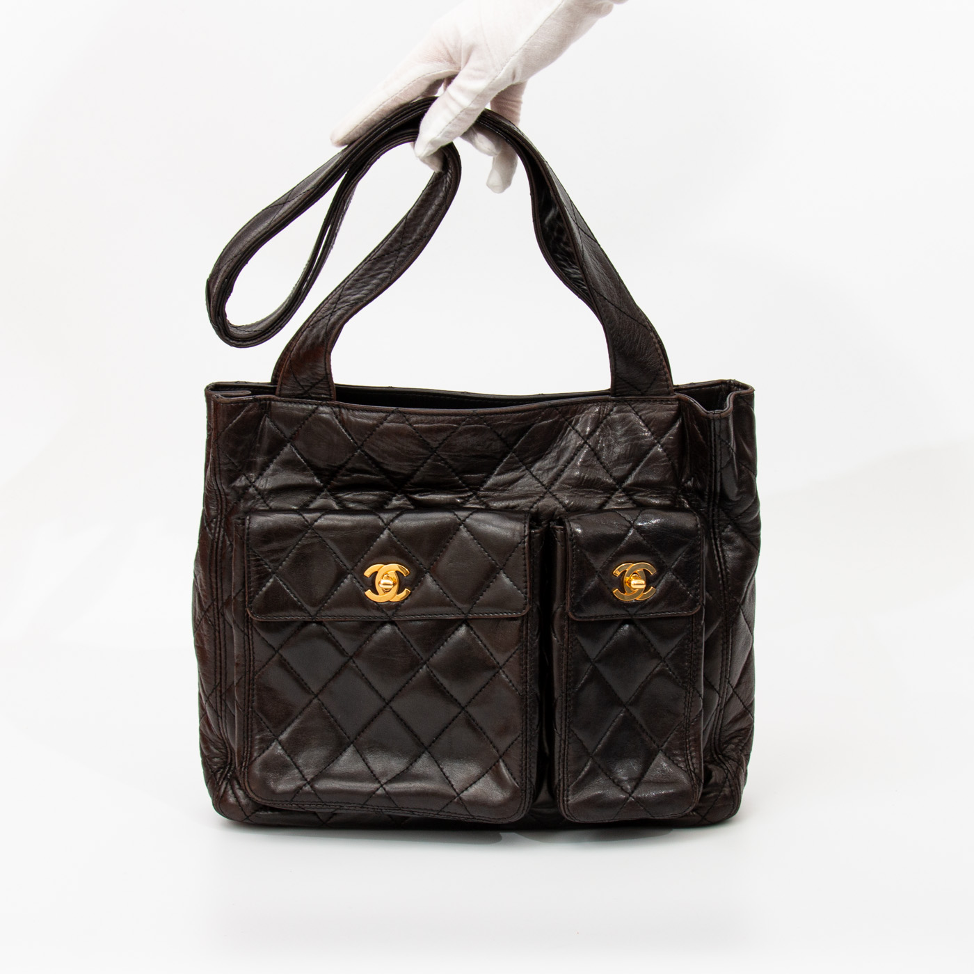 Chanel Shopper Lammleder Braun Mit Goldener Hardware 1996–1997 4284224