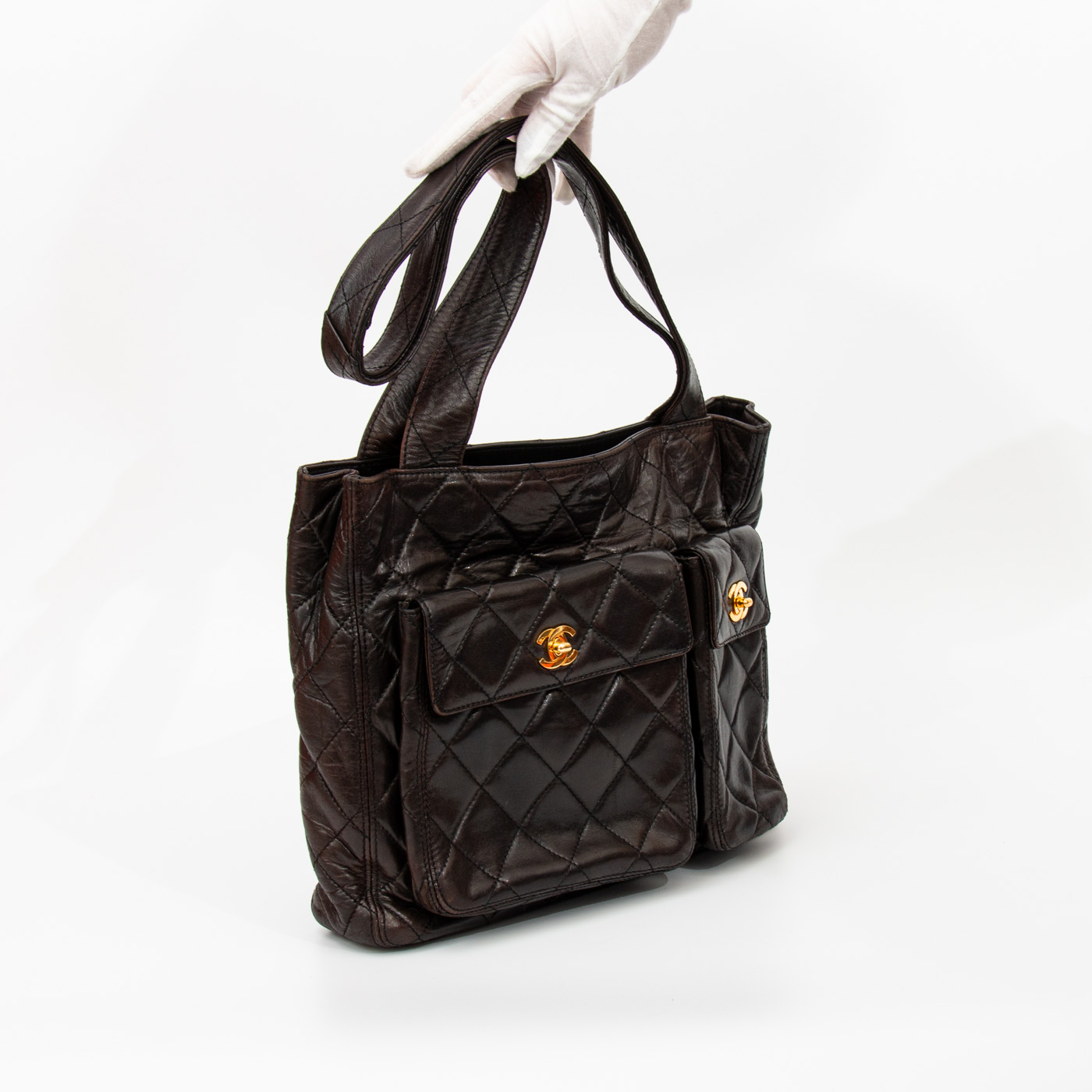 Chanel Shopper Lammleder Braun Mit Goldener Hardware 1996–1997 4284224 – Bild 2